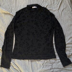 Sheer Mesh Black Floral Women's Top